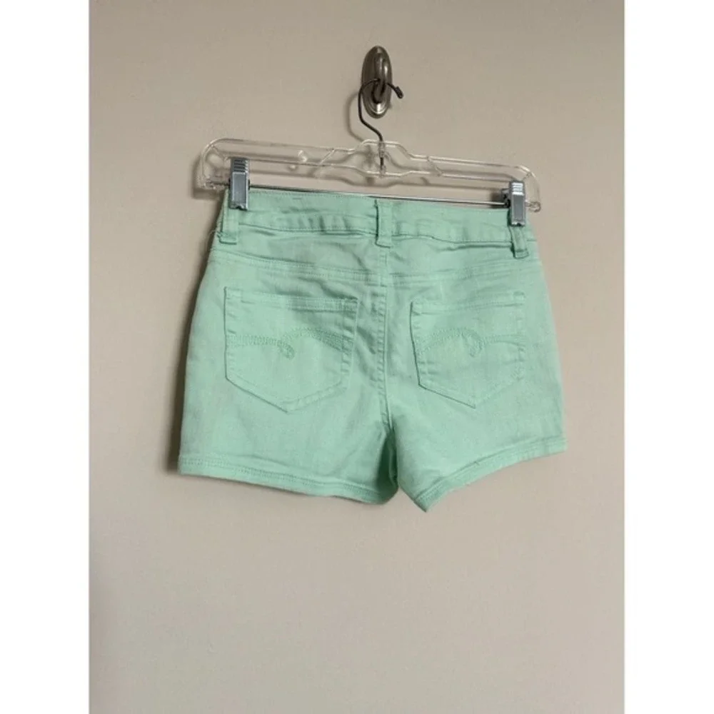 Justice Girls Mint Green Denim Shorts Size 14S Slim Stretch 5-Pocket Summer
